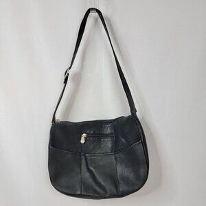 Royce New York Black Leather Shoulder Bag | Made in Colombia